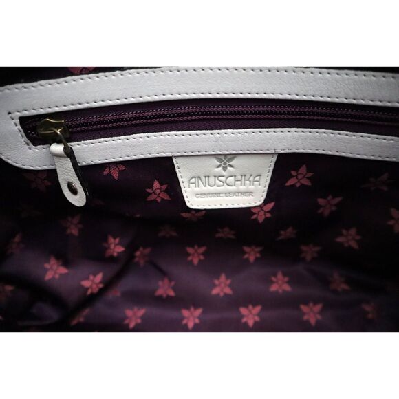 Anuschka Women's Ivory Genuine Leather Tote Handbag Purse - Picture 8 of 16